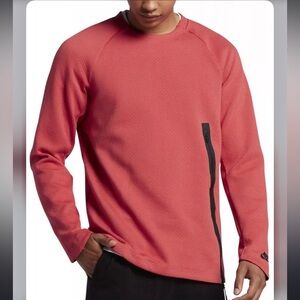 Nike tech men’s fleece pullover zip crew sweatshirt red size XL